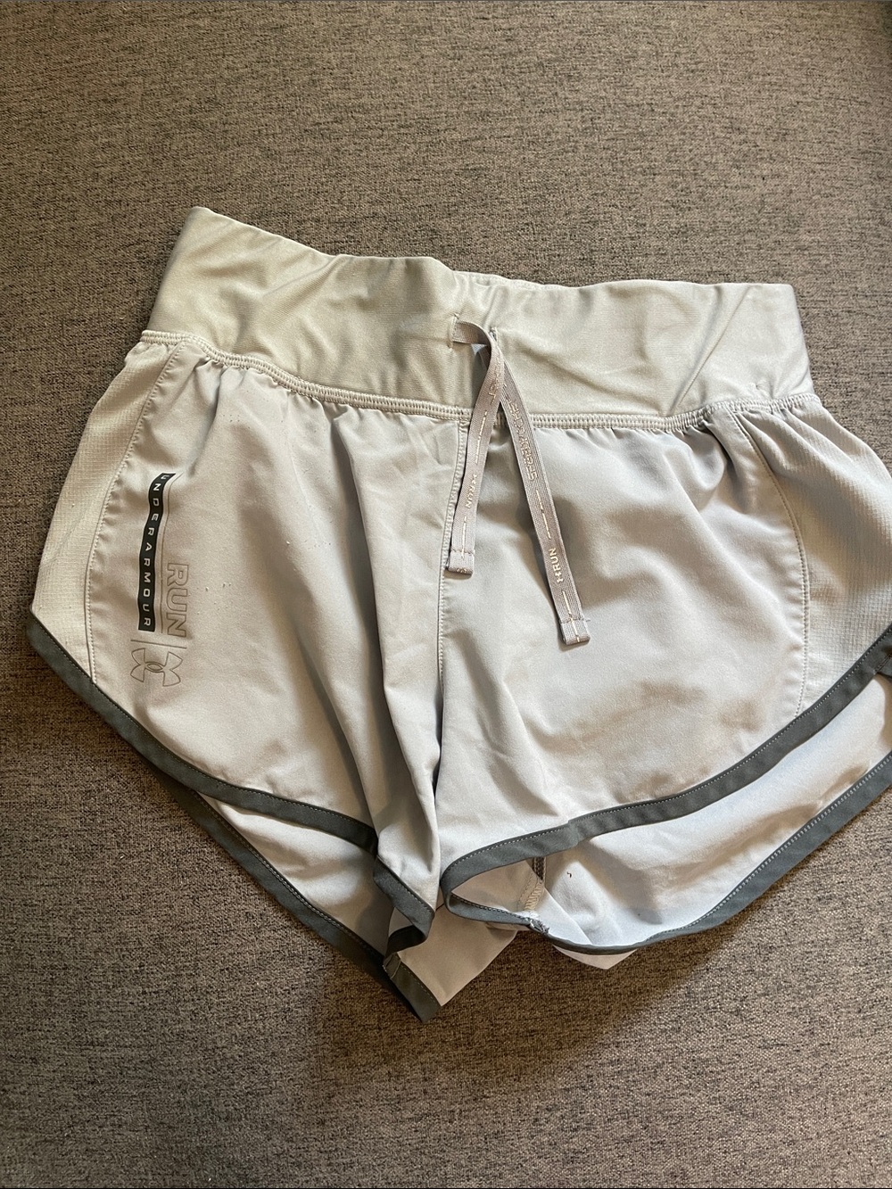 Under Armour Light Gray Athletic Running Shorts with Dark Gray Trim